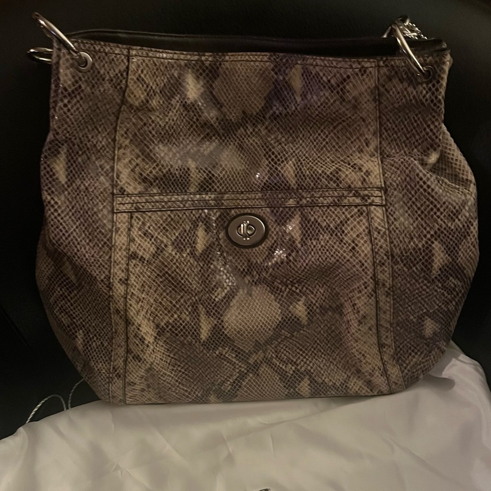 Coach Gray/Black - Large Python Snakeskin bag